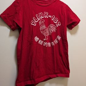 Red Blink 182 Chicken White Graphic Band T-shirt size small